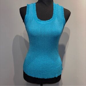 Vintage Womens Metallic Turquoise Sleeveless‎ Camisole SzS Stretchy retro